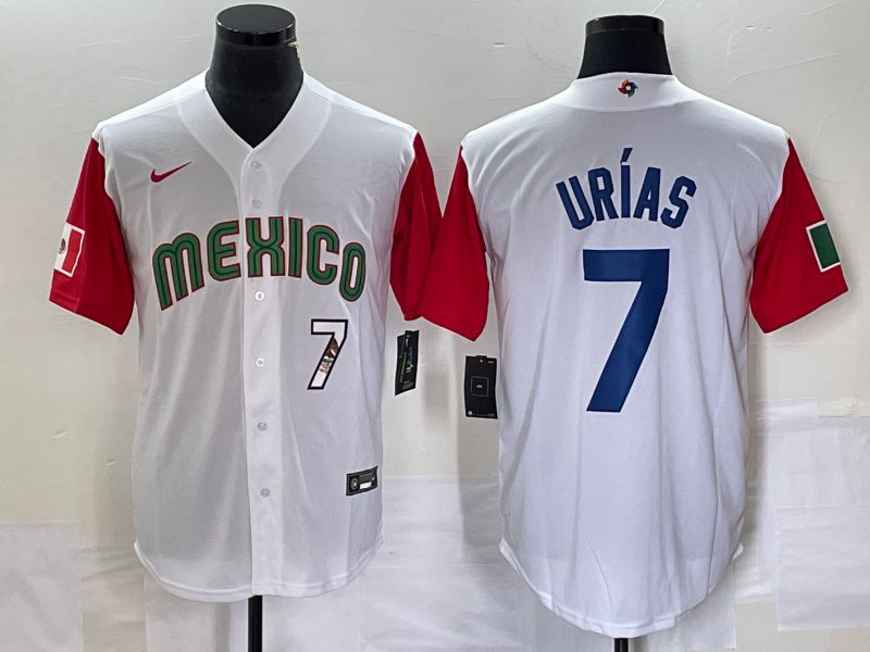 Men 2023 World Cub Mexico #7 Urias White blue Nike MLB Jersey->more jerseys->MLB Jersey